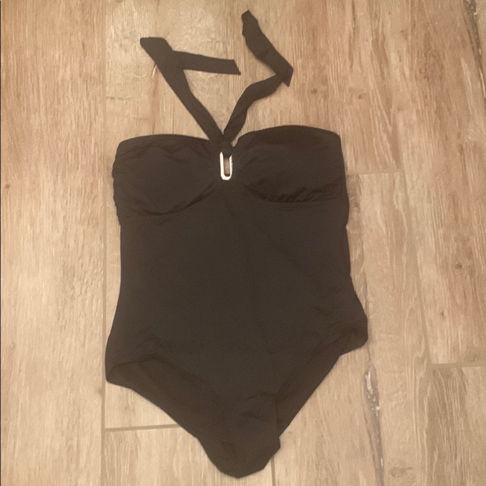 Michael Kors Black One-Piece Halter Swimsuit